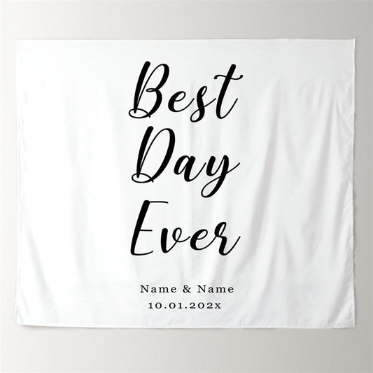 Lofaris Personalized Best Day Ever Wedding Backdrop with Names