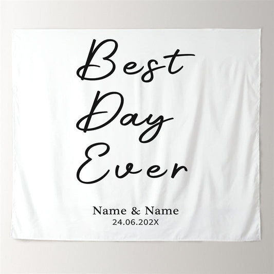 Lofaris Personalized Best Day Ever White Romantic Wedding Backdrop