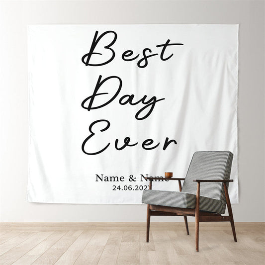 Lofaris Personalized Best Day Ever White Romantic Wedding Backdrop