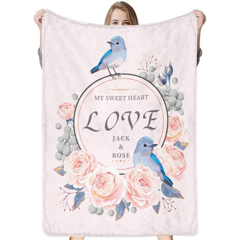 Lofaris Personalized Bird Portrait Throw Blanket For Wedding