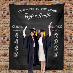 Lofaris Personalized Black College Graduation Backdrop Banner