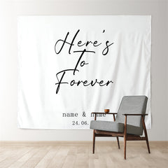 Lofaris Personalized Black Heres To Forever White Wedding Backdrop