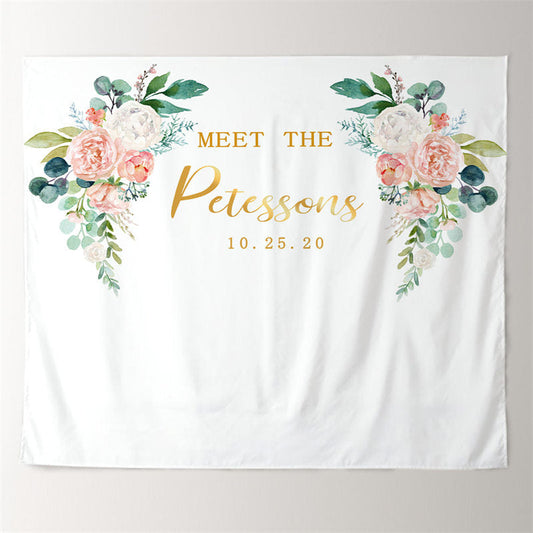 Lofaris Personalized Blush Floral Wedding Backdrop Decorations