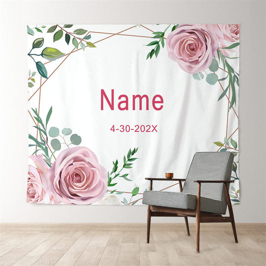 Lofaris Personalized Blush Roses Bridal Shower Party Backdrop