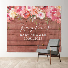 Lofaris Personalized Boho Floral Wood Baby Shower Backdrop