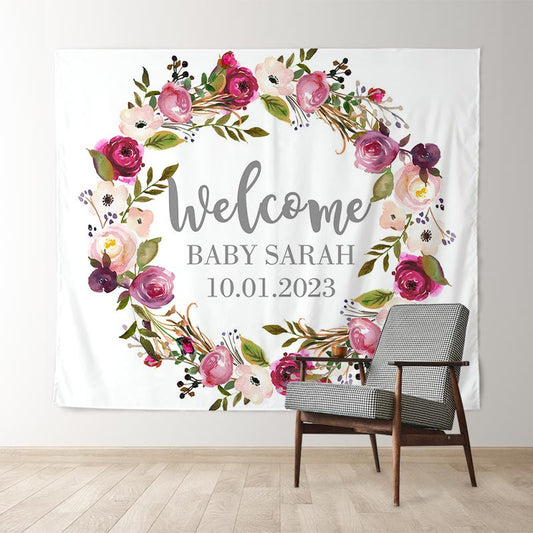 Lofaris Personalized Boho Flowers Photo Baby Shower Backdrop