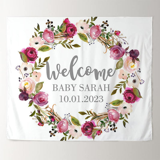 Lofaris Personalized Boho Flowers Photo Baby Shower Backdrop
