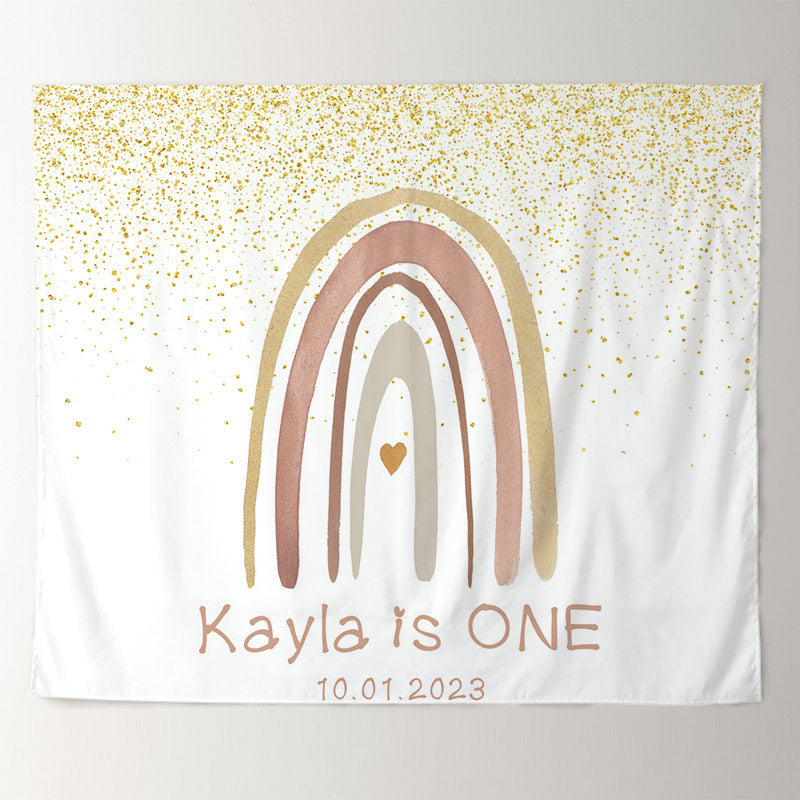 Lofaris Personalized Boho Rainbow Birthday Backdrop Banner