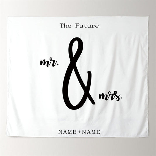 Lofaris Personalized Boho Wedding Backdrop White Quote