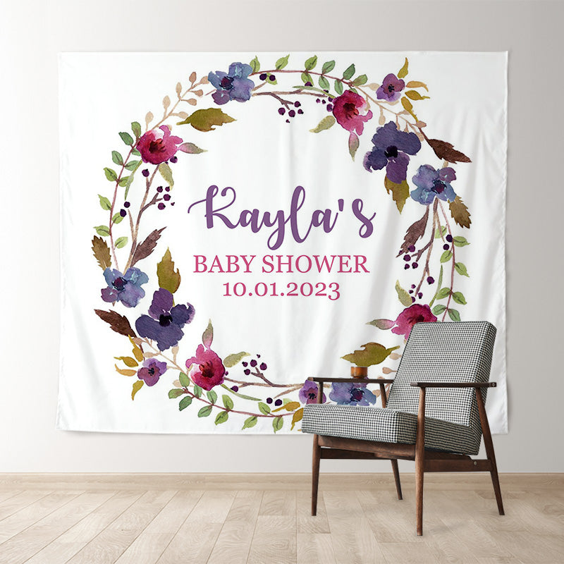 Lofaris Personalized Booth Flowers Baby Shower Backdrop
