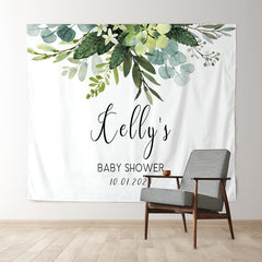 Lofaris Personalized Botanical Baby Shower Backdrop Banner