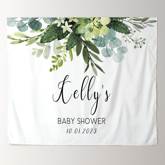 Lofaris Personalized Botanical Baby Shower Backdrop Banner