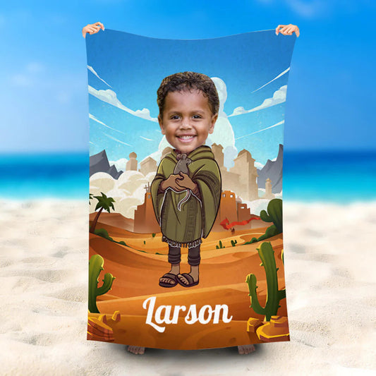 Lofaris Personalized Bruno Desert Name Beach Towel With Photo