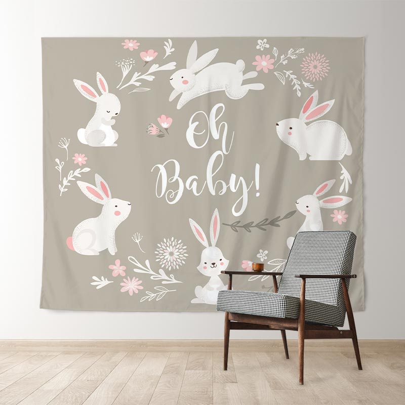 Lofaris Personalized Bunny Rabbit Oh Baby Shower Backdrop