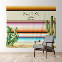 Lofaris Personalized Cactus And Fiesta Birthday Decoration Backdrop