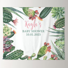 Lofaris Personalized Cactus Boho Baby Shower Backdrop