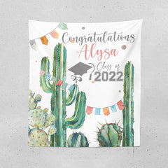 Lofaris Personalized Cactus Graduation Party Backdrop Banner