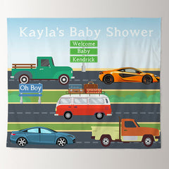Lofaris Personalized Car Truck Baby Shower Backdrop