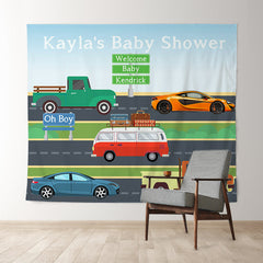 Lofaris Personalized Car Truck Baby Shower Backdrop