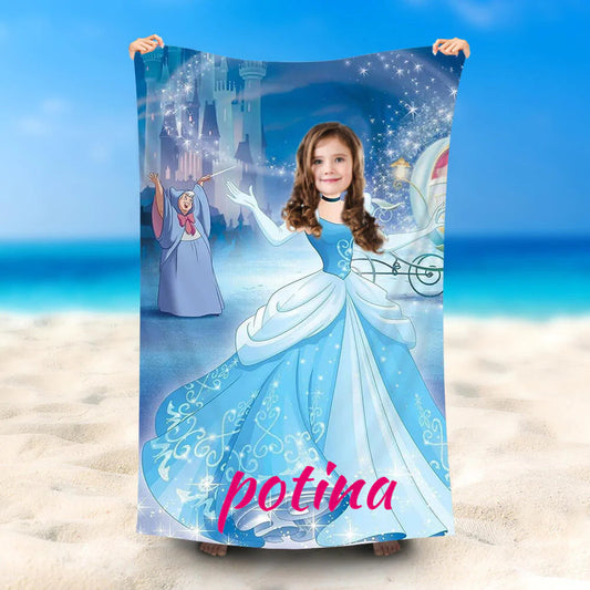 Lofaris Personalized Cinderella Dancing Magic Beach Towel