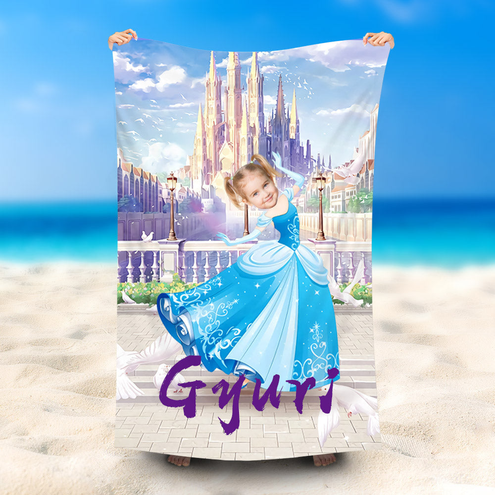 Lofaris Personalized Cinderella Princess Castle Beach Towel