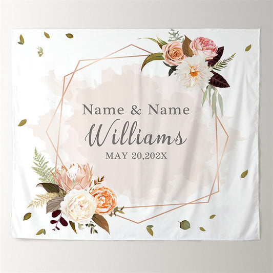 Lofaris Personalized Couples Name Fall Flower Photo Wedding Backdrop