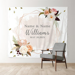 Lofaris Personalized Couples Name Fall Flower Photo Wedding Backdrop