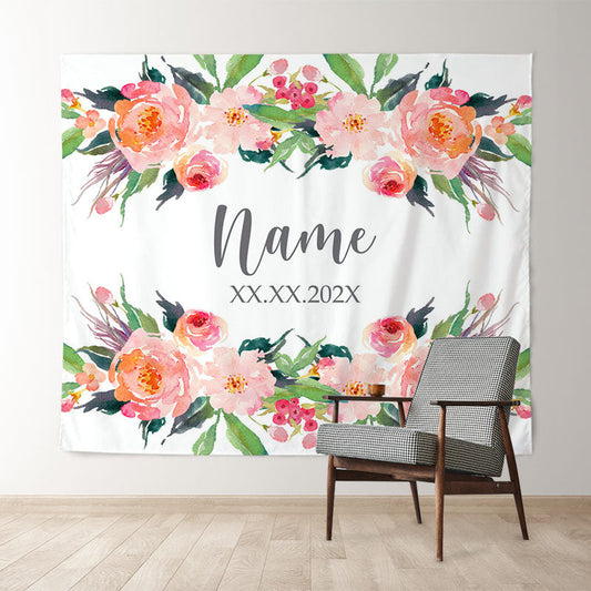 Lofaris Personalized Couples Name Flower Wedding Backdrop