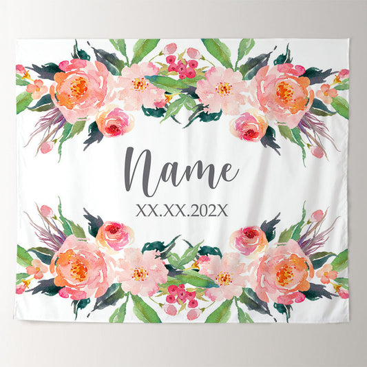 Lofaris Personalized Couples Name Flower Wedding Backdrop
