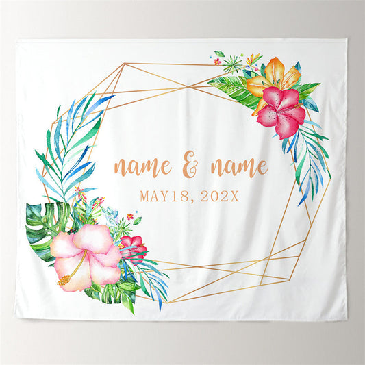 Lofaris Personalized Couples Name Tropical Wedding Backdrop