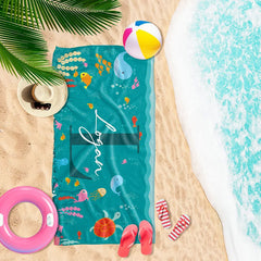 Lofaris Personalized Cute Sea World Fish Beach Towel