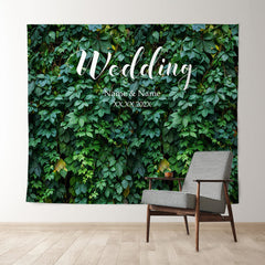 Lofaris Personalized Dark Green Wedding Backdrop