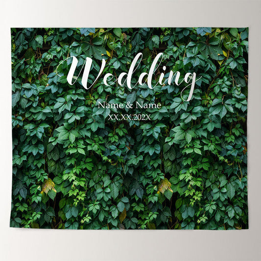 Lofaris Personalized Dark Green Wedding Backdrop