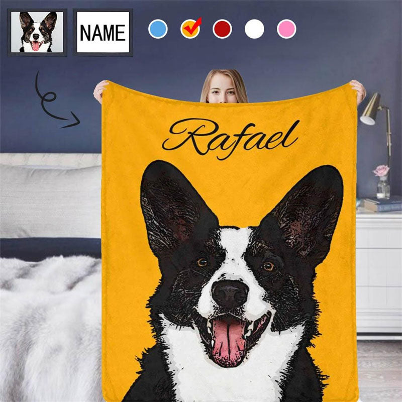Lofaris Personalized Dog Portrait Throw Blanket With Name