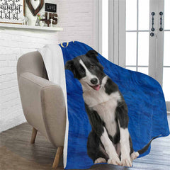 Lofaris Personalized Dog Portrait Throw Blue Blanket For Gift