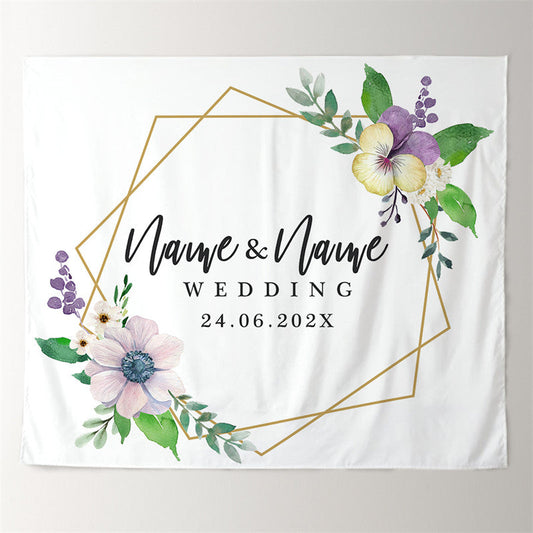 Lofaris Personalized Elegant Geometric Wedding Backdrop Banner