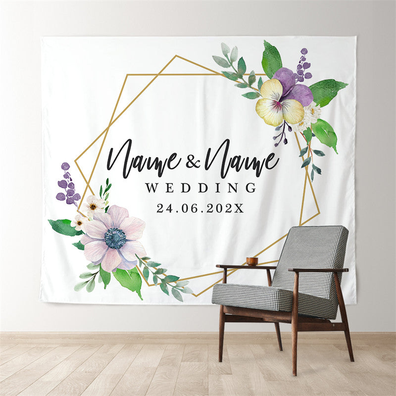 Lofaris Personalized Elegant Geometric Wedding Backdrop Banner