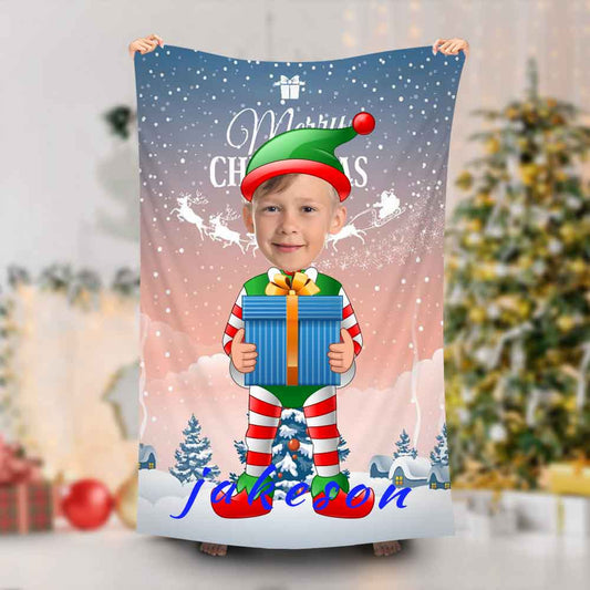 Lofaris Personalized Elf Christmas Beach Towel For Boys