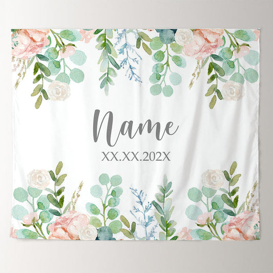 Lofaris Personalized Eucalyptus Floral Wedding Backdrop