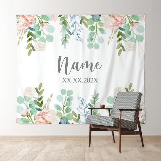Lofaris Personalized Eucalyptus Floral Wedding Backdrop