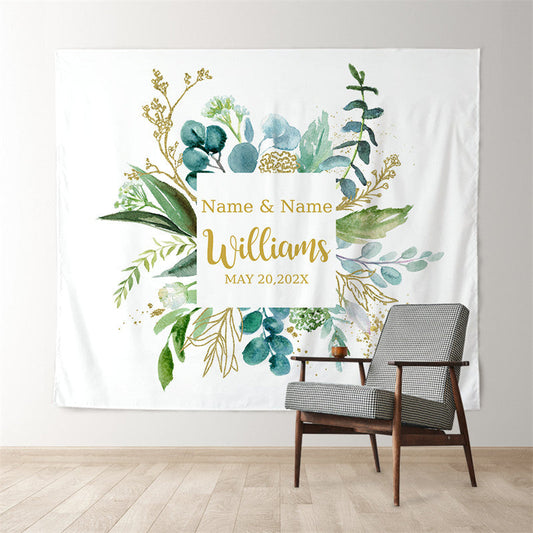 Lofaris Personalized Eucalyptus Wedding Backdrop