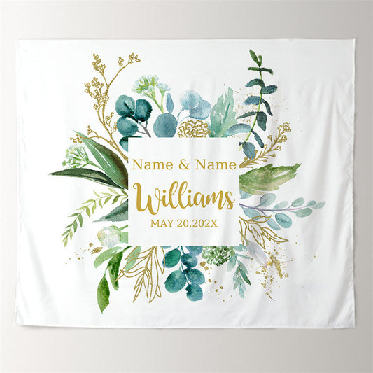 Lofaris Personalized Eucalyptus Wedding Backdrop