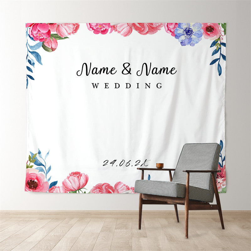 Lofaris Personalized Floral Photo Booth Wedding Backdrop