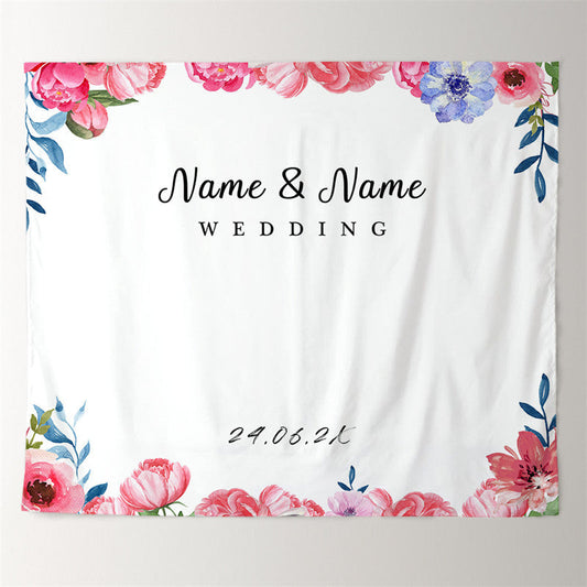 Lofaris Personalized Floral Photo Booth Wedding Backdrop