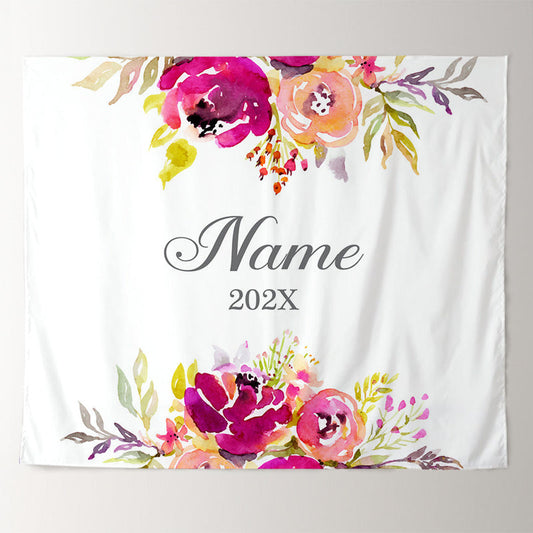 Lofaris Personalized Flower Photo Wedding Backdrop