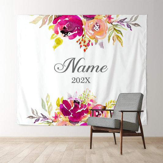 Lofaris Personalized Flower Photo Wedding Backdrop