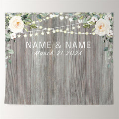 Lofaris Personalized Flower Rustic Wedding Backdrop Banner