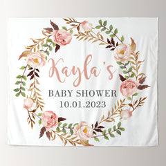 Lofaris Personalized Flowers Baby Shower Backdrop Banner