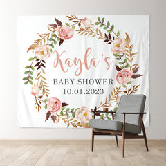 Lofaris Personalized Flowers Baby Shower Backdrop Banner