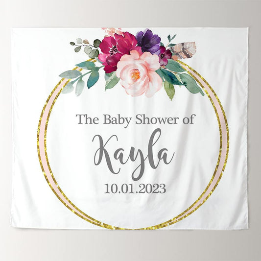 Lofaris Personalized Flowers Boho Baby Shower Backdrop